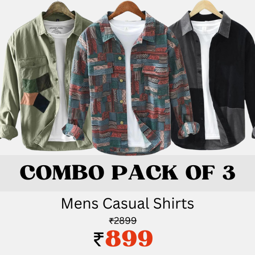 Tricolor Trend Trio Casual Shirts for Men