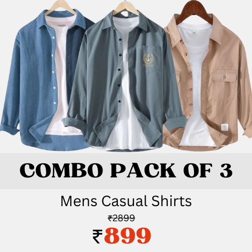 Threefold Textile Mix Casual Shirts for Men