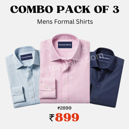 Tri-Chic Assortment Pack of 3 combo shirts for men - Formalie Co